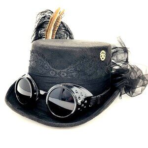 Steampunk Top Hat Metallic Scientist Time Traveler Halloween Costume Cosplay Hat